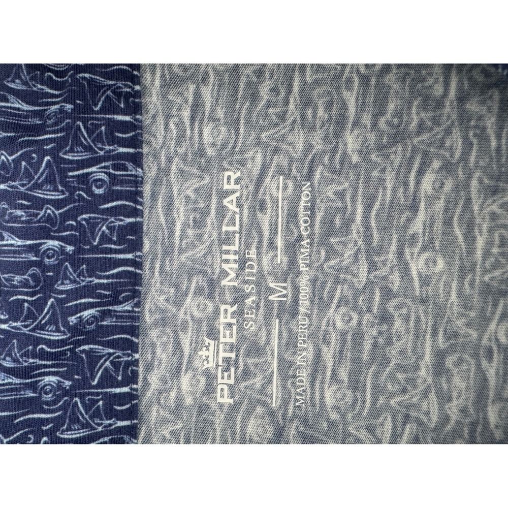 Peter Millar Seaside Mens Blue Sailboat Car Print Pima Cotton Polo MS22K85CS M - Picture 6 of 10